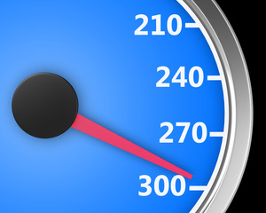 Speedometer with moving arrow 3d rendering