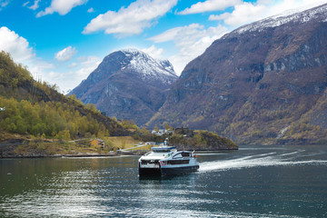 Fototapeta na wymiar Ferry ship in Norway