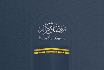 ramadan backgrounds vector,Ramadan kareem with kaaba and arabic pattern  background