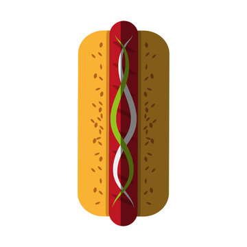 hot dog with condiments fast food icon image vector illustration design 