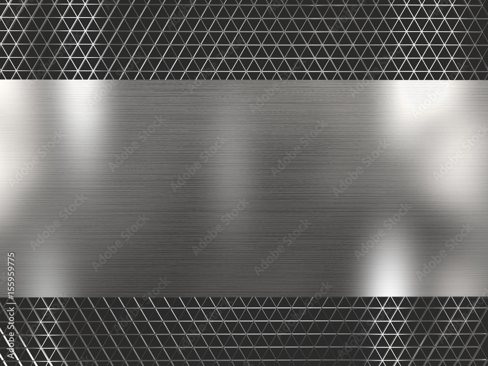 Wall mural rendering silver metallic grid background