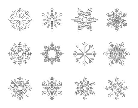 Snowflakes Vector Outline Icons