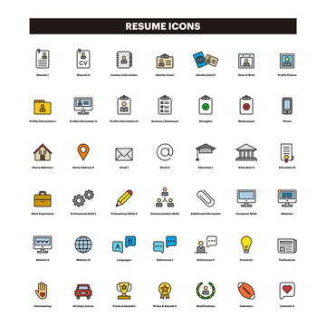 CV & Resumé filled line icons