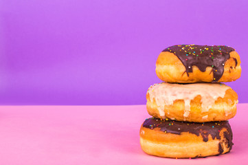 Donuts on a bright background.