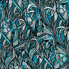 Hair doodle seamless background - endless pattern