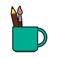 mug with stationery tools icon image vector illustration design 