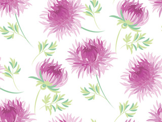 chrysanthemum  flower seamless pattern in pale elegant color.  vector illustration for surface design, wrapping paper, fabric