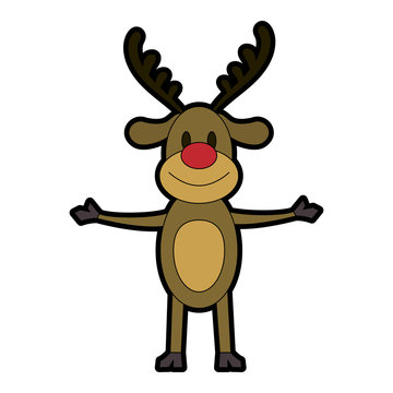 rudolph the red nose reindeer christmas character icon image vector illustration design 
