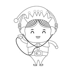 elf or santas helper with music player and headphones christmas character icon image vector illustration design 