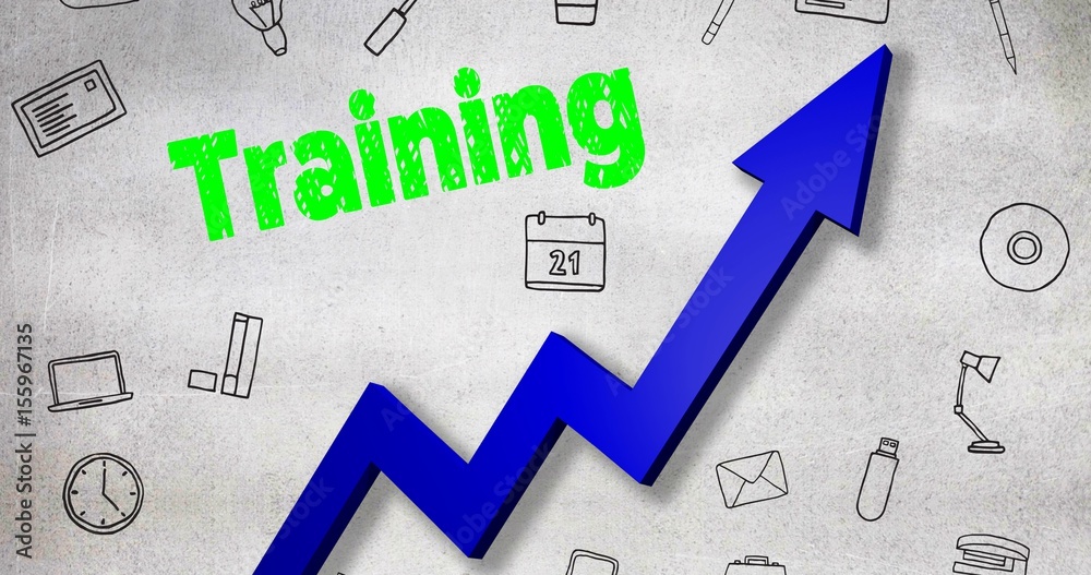 Poster composite image of digitally generated image of training text