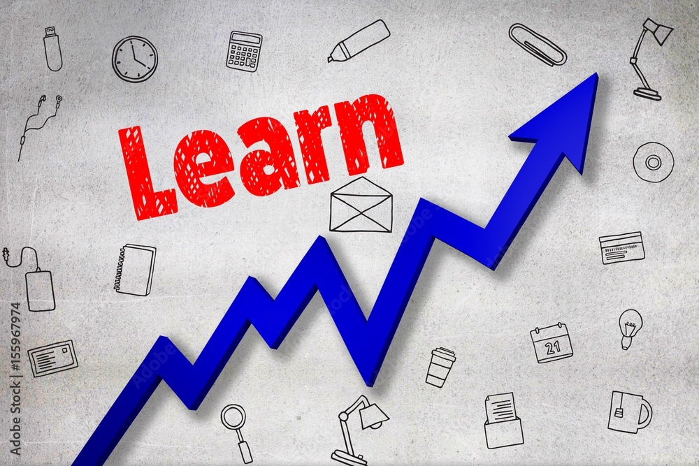 Fototapete composite image of digitally generated image of learn text