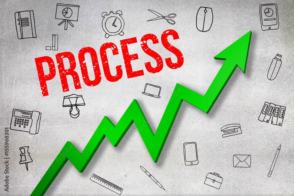 Poster composite image of digitally generated image of process text