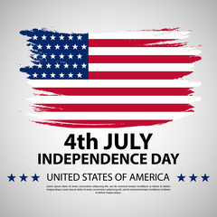 Fourth of july independence day of the usa. Independence day background and badge logo with US flag. 4th july independence day of the usa. Symbol of 4th july celebration the United State of America