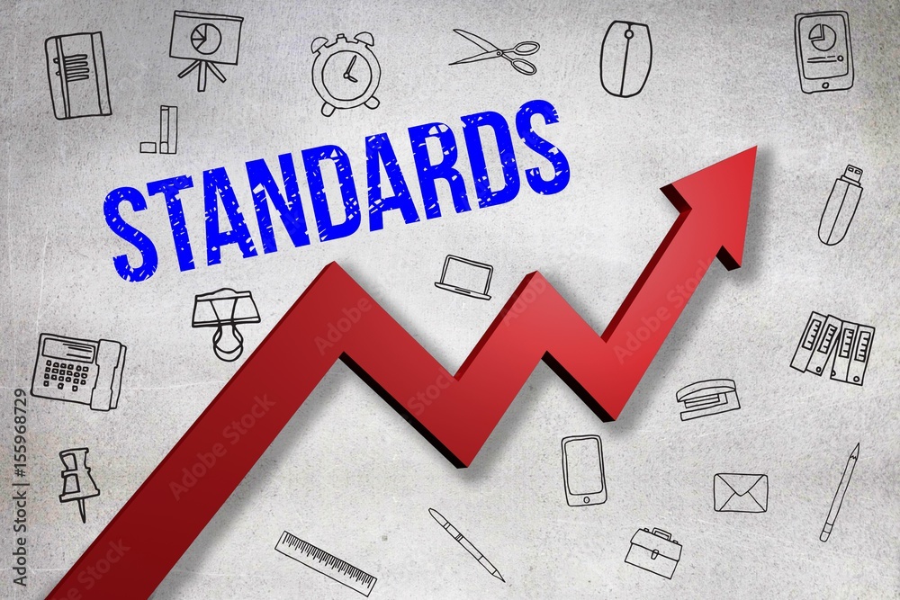 Poster composite image of digitally generated image of standards text