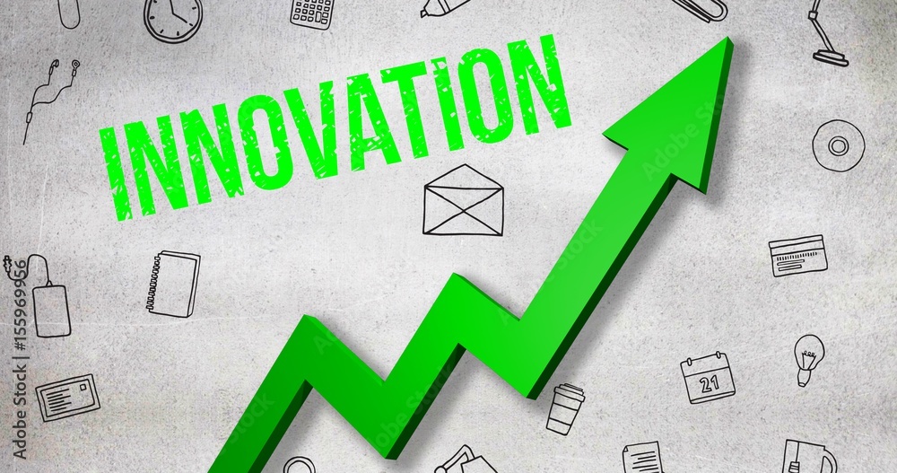 Poster composite image of digitally generated image of innovation text