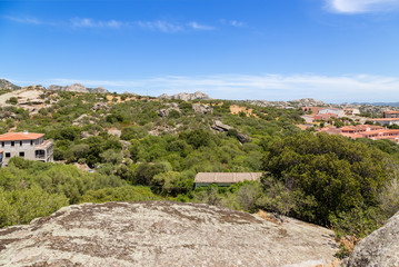 The island of Sardinia, Italy. View of Arzakens from the top of the Hill of Monte Incappiddatu (Mountain in the Hat)