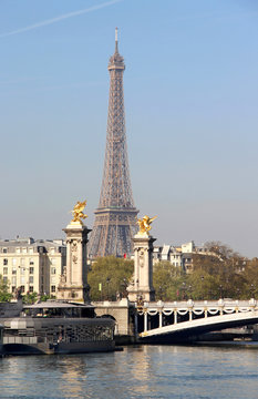 Riverside of Paris with Eiffel tower