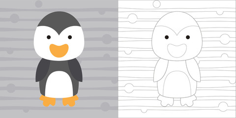 coloring page cute little penguin for education