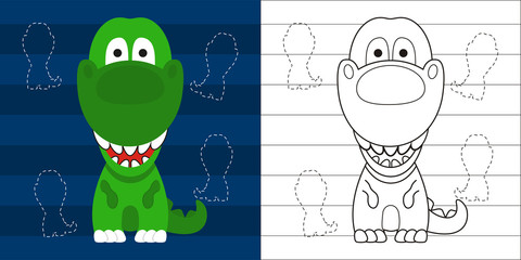 coloring page cute little t rex for education