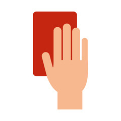 referee hand with red card soccer or football  related icon image vector illustration design 