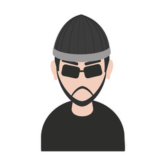 suspicious looking man with sunglasses criminal icon image vector illustration design 