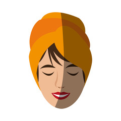 woman with hair wrapped in towel with pleasure showing on her face spa center related icon image vector illustration design 