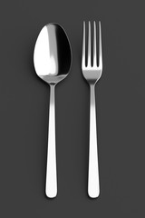 Fork and spoon silverware