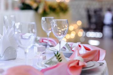 glasses on a festive laid table