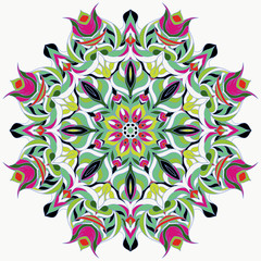 rainbow mandala with floral elements