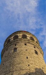 Fototapeta na wymiar High quality Galata Tower view with blue sky for design