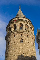 Fototapeta na wymiar High quality Galata Tower view with blue sky for design