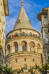 High quality Galata Tower view with blue sky for design