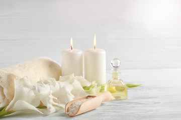 Beautiful spa composition on light background