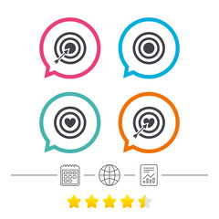 Target aim icons. Darts board signs symbols.