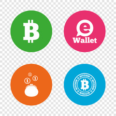 Fototapeta na wymiar Bitcoin icons. Electronic wallet symbol.