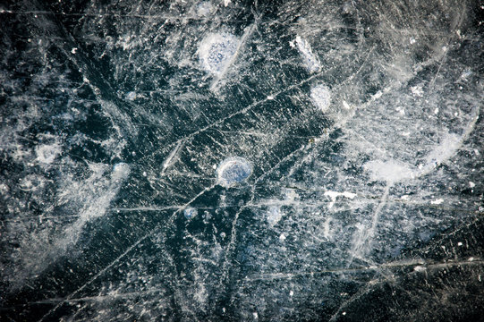 Abstract ice texture with air bubbles