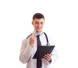 Young man in doctor gown