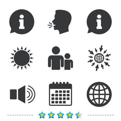 Information sign and group. Communication icons.