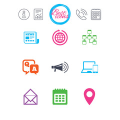 Communication icons. News, chat messages signs.