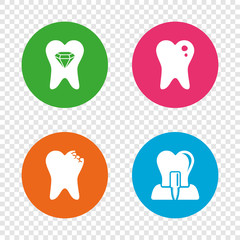 Dental care icons. Caries tooth and implant.