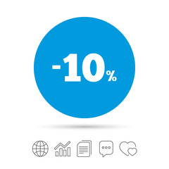 10 percent discount sign icon. Sale symbol.