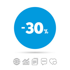 30 percent discount sign icon. Sale symbol.