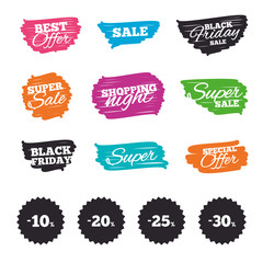 Sale discount icons. Special offer price signs.