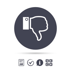 Dislike sign icon. Hand finger down symbol.