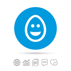 Smile egg face sign icon. Smiley symbol.