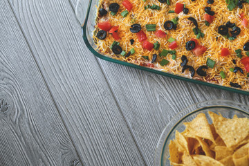 Seven-Layer Refried Bean Dip and Chips