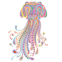 Colorful vector jellyfish with various patterns