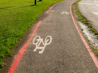 Obraz premium Bike Lane signs on streets ground