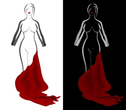 Donna con drappo rosso