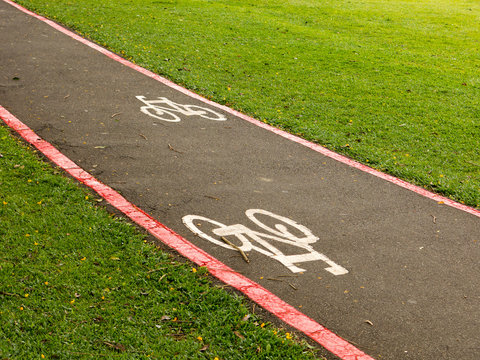 Bike Lane signs on streets ground